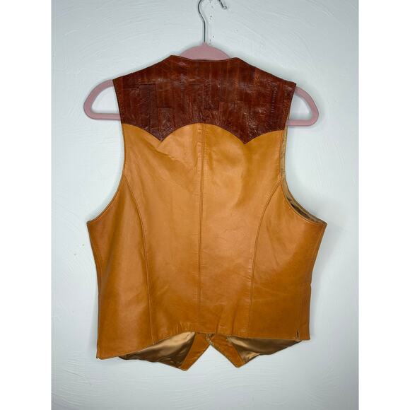 Larry Mahan Vintage Leather Vest Snakeskin Western Men's Size 42 Brown 1970 Soft - Picture 3 of 10